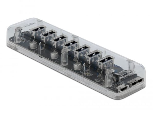 DeLOCK 64088 gränssnittshubbar USB 3.2 Gen 1 (3.1 Gen 1) Micro-B 5000 Mbit/s Transparent