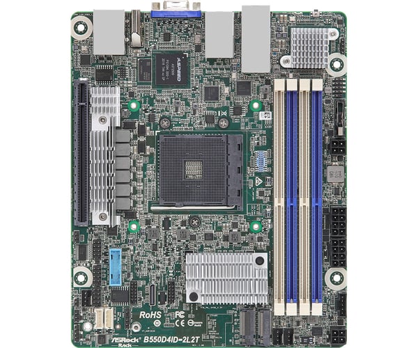 Miniatyrbillede 1 af 4: Asrock B550D4ID-2L2T bundkort AMD B550 Stik AM4 mini ITX