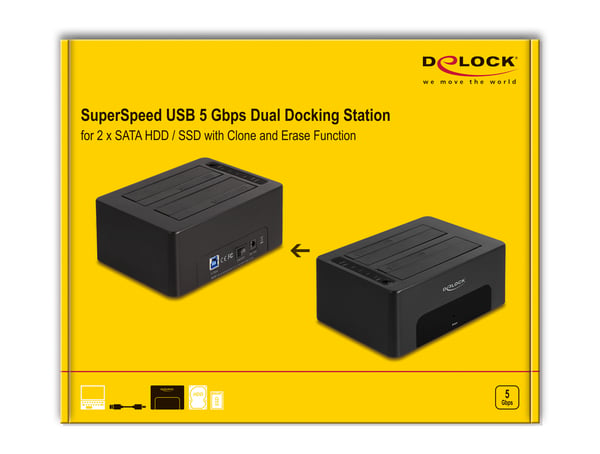 Miniatyrbild 5 av 5: DeLOCK 64187 Hölje för lagringsenheter HDD- / SSD kabinett Svart 2.5/3.5"
