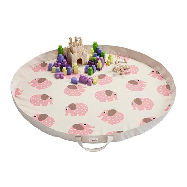 Miniatyrbild 1 av 4: 3 Sprouts Elephant play mat bag Bomull Rosa Babylekmatta