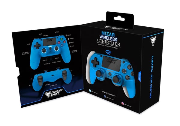Miniatyrbillede 3 af 7: Dragonshock Mizar Blå Bluetooth Gamepad PlayStation 4