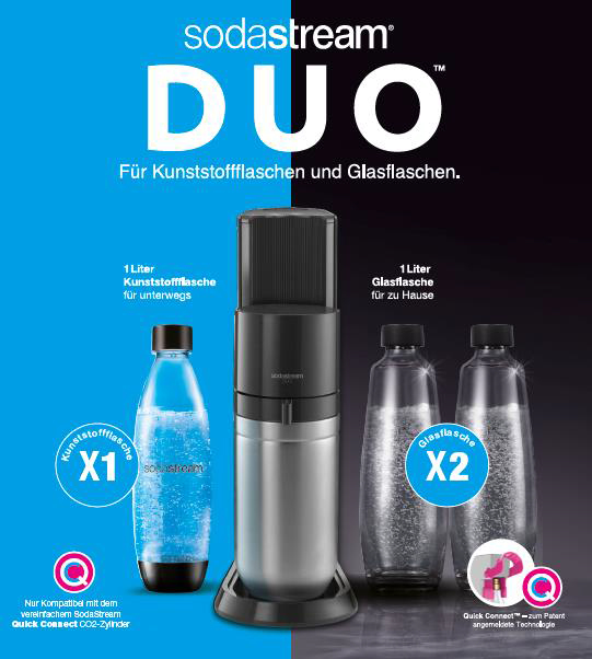 SodaStream DUO Musta, Ruostumaton teräs
