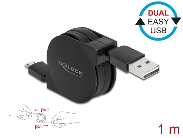 DeLOCK 85761 USB-kablar 1 m USB A Micro-USB B Svart