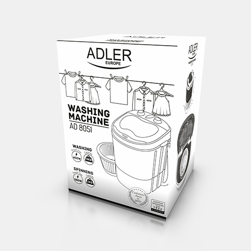 Adler AD 8051 vaskemaskine Top-indlæsning 3 kg Blå, Hvid