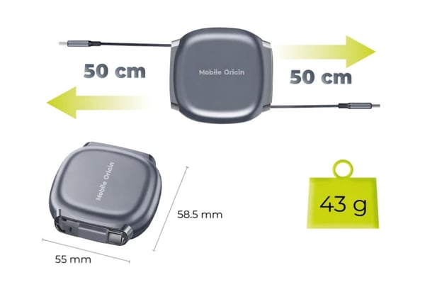 Miniatyrbillede 7 af 11: Mobile Origin MO-CB7-SPG USB-kabel 1 m USB C 0,48 Gbit/sek. 100 W Grå