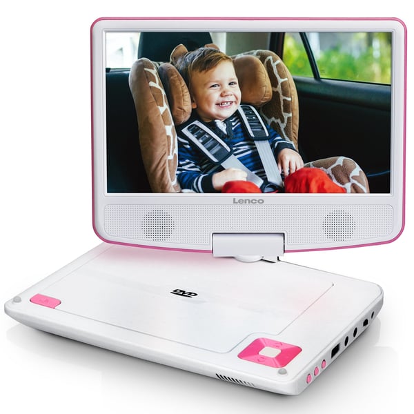Lenco DVP-920PK bærbar DVD/Blu-Ray afspiller Bærbar DVD afspiller Konvertibel 22,9 cm (9") 800 x 480 pixel Lyserød, Hvid