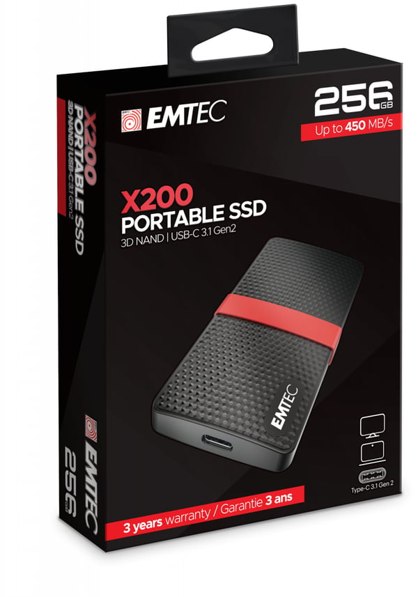 Miniatyrbild 2 av 2: Emtec X200 256 GB USB Type-C 3.2 Gen 1 (3.1 Gen 1) Svart, Röd