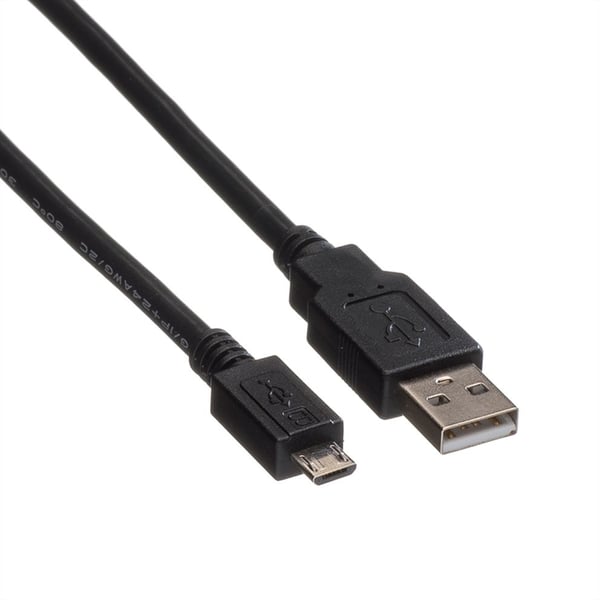 Miniatyrbillede 2 af 4: ROLINE 11.02.8752 USB-kabel USB 2.0 1,8 m USB A Micro-USB B 0,48 Gbit/sek. Sort