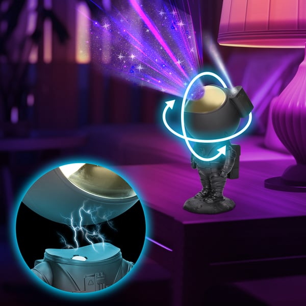 Pikkukuva 5 / 7: Extralink Home -tähtiprojektori MUSTA | Yövalo, projektori | lapsille, astronautti