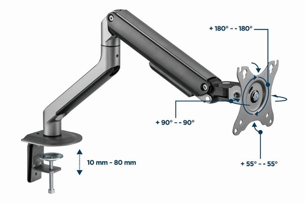 Gembird MA-DA1-05 skærmbeslag og -stativer 81,3 cm (32") Skrivebord Grå