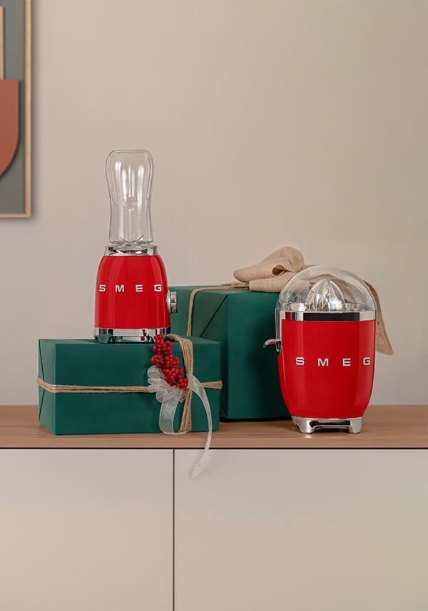 Smeg PBF01RDEU miniblender, 300 W, 2 programmer, 22000 RPM, dobbeltblad i rustfrit stål, rød
