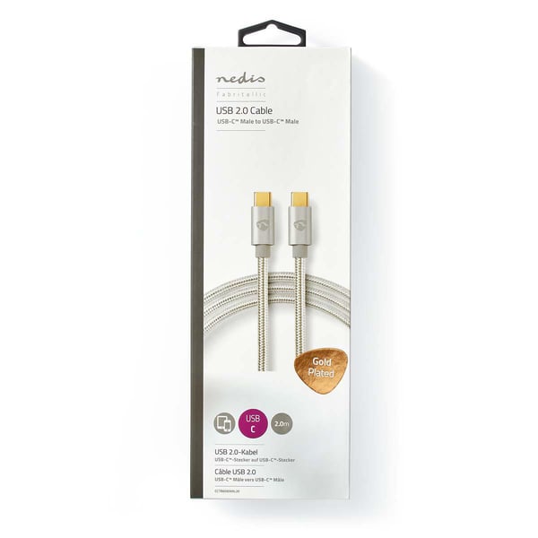 Nedis CCTB60800AL20 USB-kaapeli USB 2.0 2 m USB C 0,48 Gbit/s Hopea