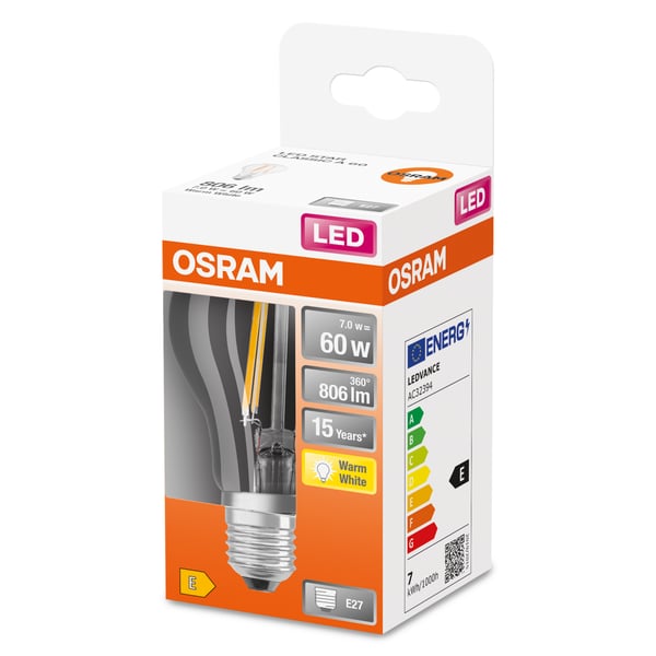 Osram STAR LED-lamppu Lämmin valkoinen 2700 K 6,5 W E27 E