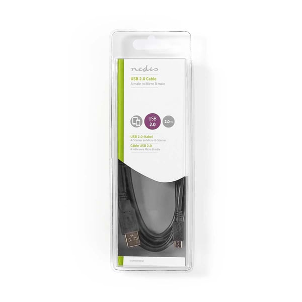 Nedis CCGB60500BK20 USB-kabel USB 2.0 2 m USB A USB B 0,48 Gbit/sek. Sort