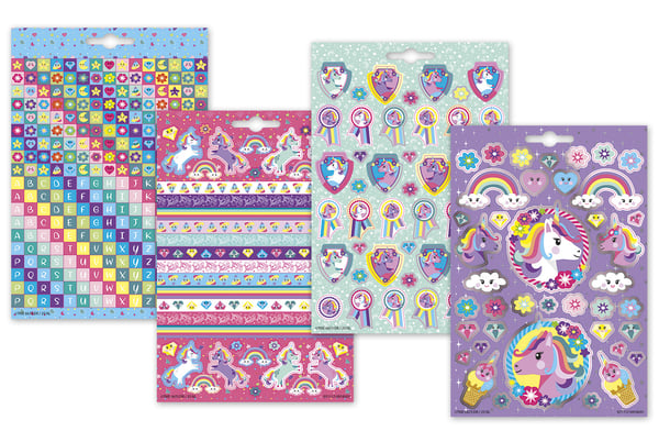 Totum Unicorn Sticker Book 4 Sheet lasten tarra