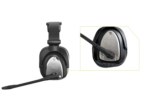 KeepOut HXAIR hörlur och headset Trådlös Huvudband Spela Svart, Silver