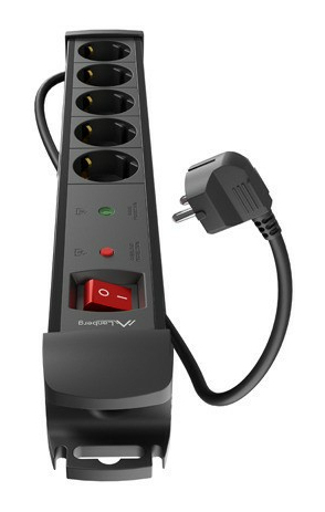 Lanberg SP1-05F-0300-BK stikdåse 3 m 5 AC stikkontakt(er) Indendørs Sort