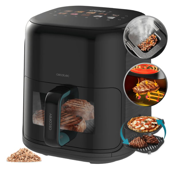 Miniatyrbillede 11 af 14: Cecotec Cecofry&Grill Smokin'Prime 4500 Enkelt 4 L Enkeltstående 1900 W Varmluftsteger Sort