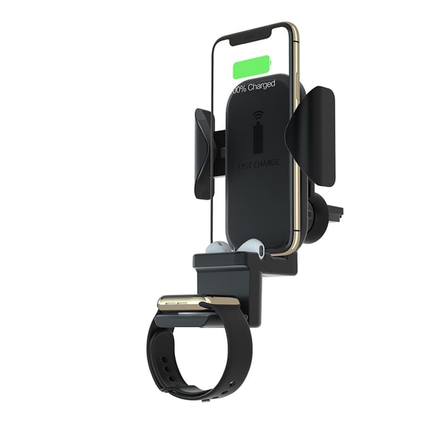 Terratec ChargeAir All Car Aktiivinen teline Matkapuhelin/älypuhelin, Älykello Musta
