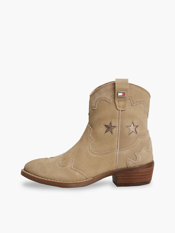 Miniatyrbillede 4 af 7: Tommy Hilfiger Suede Topstitch Flag Western Boots Gråbrun