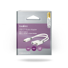 Miniatyrbild 2 av 2: Nedis CCBW64922WT01 videokabeladapter 0,1 m USB Type-C USB Type-C + 3.5mm Vit