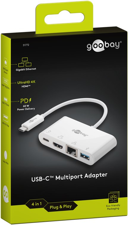 Goobay 51772 kannettavien tietokoneiden telakka ja porttitoistin USB Type-C Valkoinen