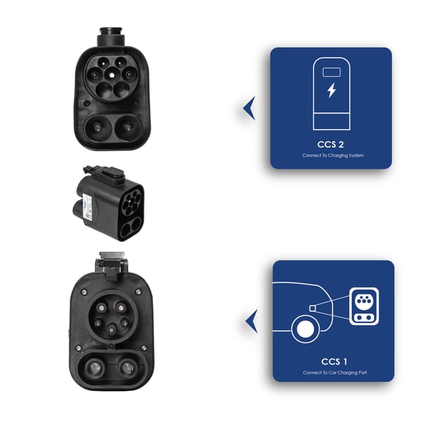 Miniatyrbild 6 av 6: Akyga AK-SC-E19 Ladekabel-Adapter CCS Combo 1 CCS Combo 2 Svart