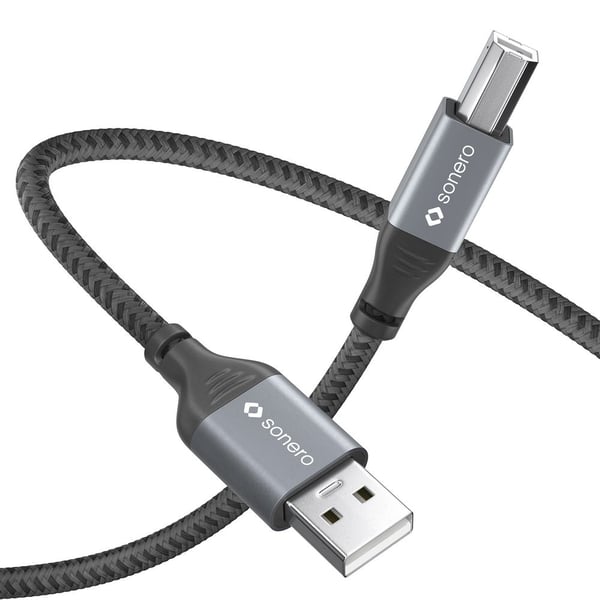 Miniatyrbild 6 av 6: sonero SPC-U010-010 USB-kablar USB 2.0 1 m USB A USB B 0,48 Gbit/s Svart, Grå