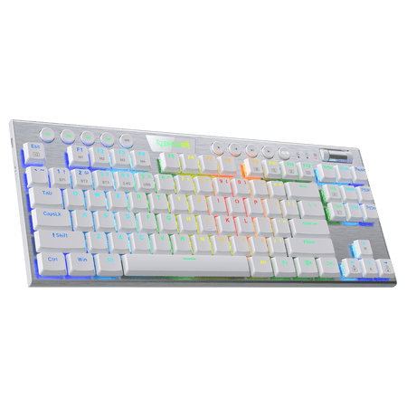 REDRAGON K621W-RGB-SP RD tastatur Spil USB + RF Wireless + Bluetooth QWERTY Spansk Sølv, Hvid