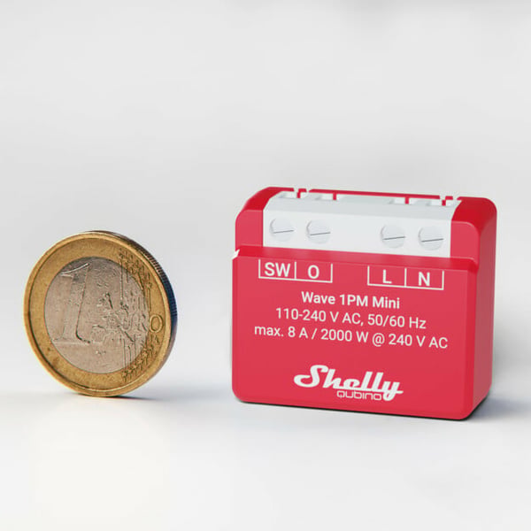 Miniatyrbillede 2 af 6: Shelly Qubino Wave 1PM Mini Intelligent kontakt Rød