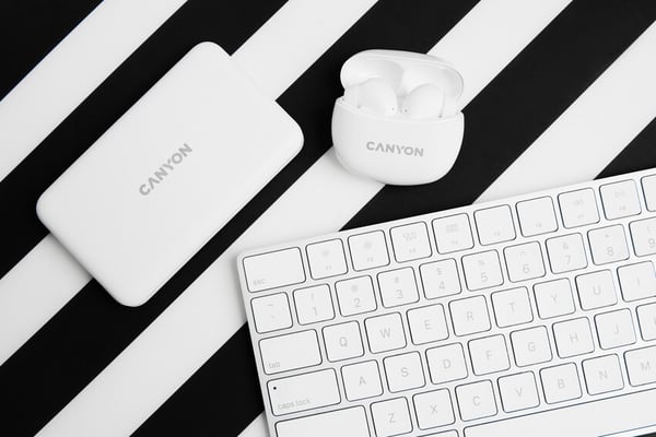 Canyon CNS-TWS5W kuulokkeet ja kuulokemikrofoni Langaton In-ear Puhelut/Musiikki/Urheilu/Päivittäinen USB Type-C Bluetooth Valkoinen
