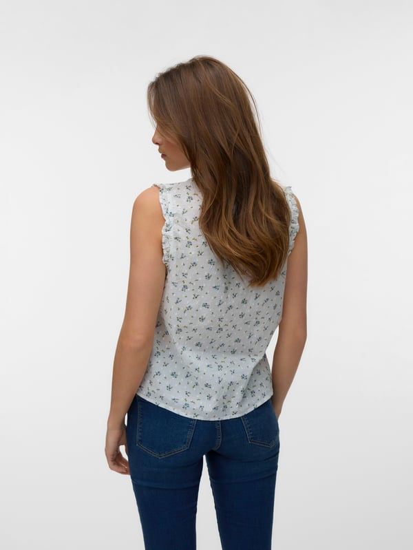 Vero Moda 5715829002191 skjorte & top Top (tøj) Rund halsudskæring Ærmeløs Bomuld