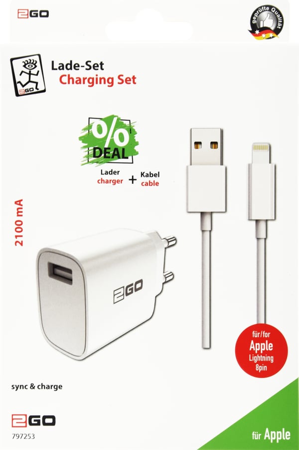 2GO 797253 mobiililaitteen laturi Universaali Valkoinen AC Sisätila