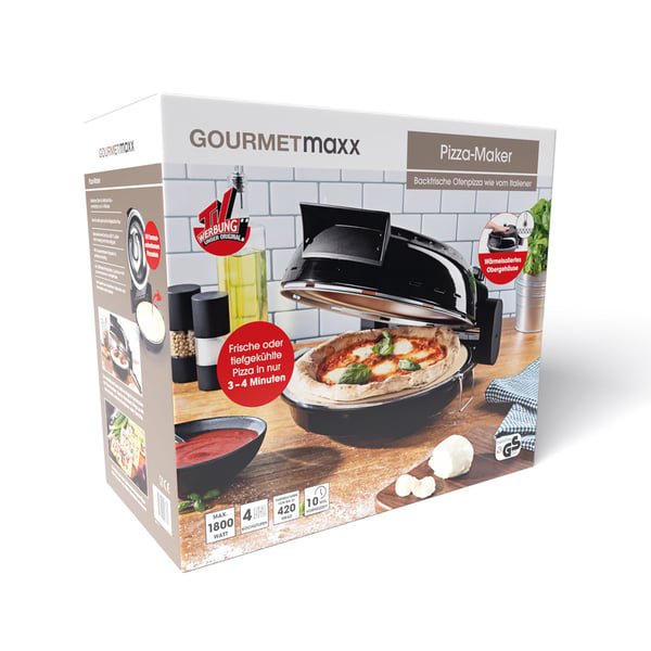 Gourmetmaxx 12282 pizza fremstiller & ovn 1 pizza(er) 1800 W Sort