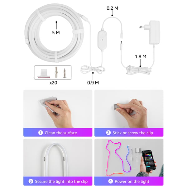 Lepro N1G05 intelligent belysning Intelligent strimmellys Wi-Fi/Bluetooth