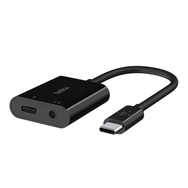 Belkin RockStar - USB-C til hovedtelefonstik / opladningsadapter - USB-C han til mini-stik, USB-C