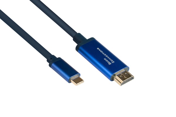 Alcasa 4520-CSF030B videokabel adapter 3 m USB Type-C HDMI Type A (Standard) Blå