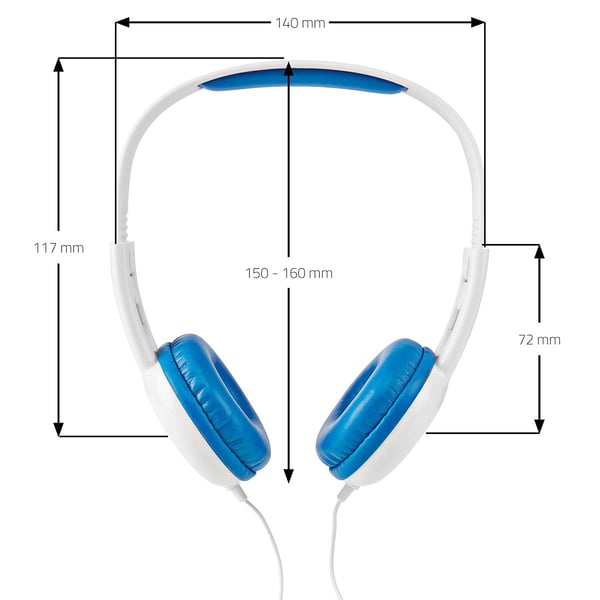 Miniatyrbild 9 av 14: Nedis HPWD4200BU hörlur och headset Hörlurar Kabel Huvudband Musik Blå, Vit
