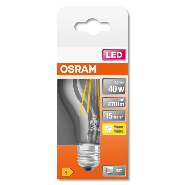 Osram STAR LED-lampe Varm hvid 2700 K 4 W E27 E