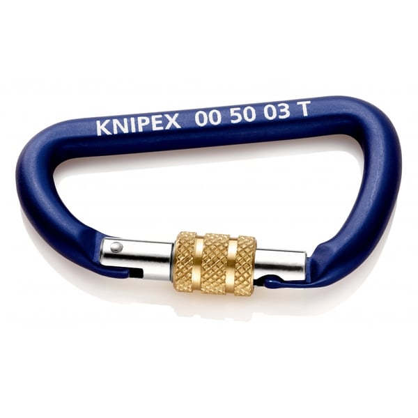 Knipex 00 50 03 T BK karabinhage til klatring Låsekarabin D-formet Aluminium Blå 2 stk