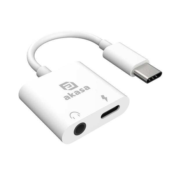 Akasa AK-CBCA30-08WH kabel kønsskifter USB Type-C USB Type-C +3.5mm Jack Hvid