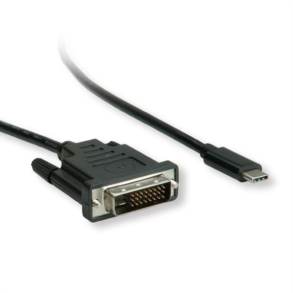 Pikkukuva 2 / 5: ROLINE 11045831 2 m DVI-D USB Type-C Musta