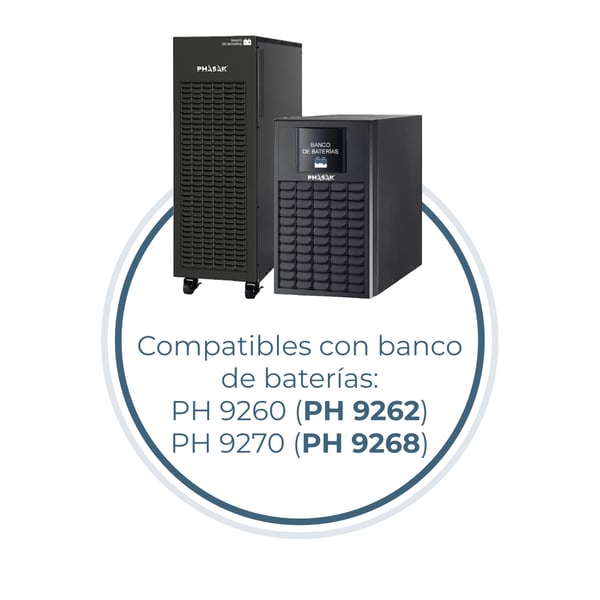 Phasak PH 9260 UPS-enhed Dobbeltkonvertering (online) 6 kVA 5400 W 0 AC stikkontakt(er)