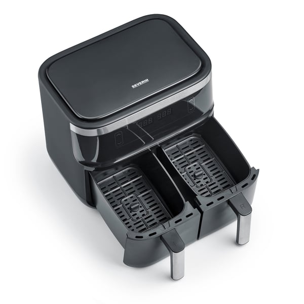 Severin FR 2453 frituregryde Dobbelt 3,25 L Enkeltstående 2850 W Varmluftsteger Sort, Sølv