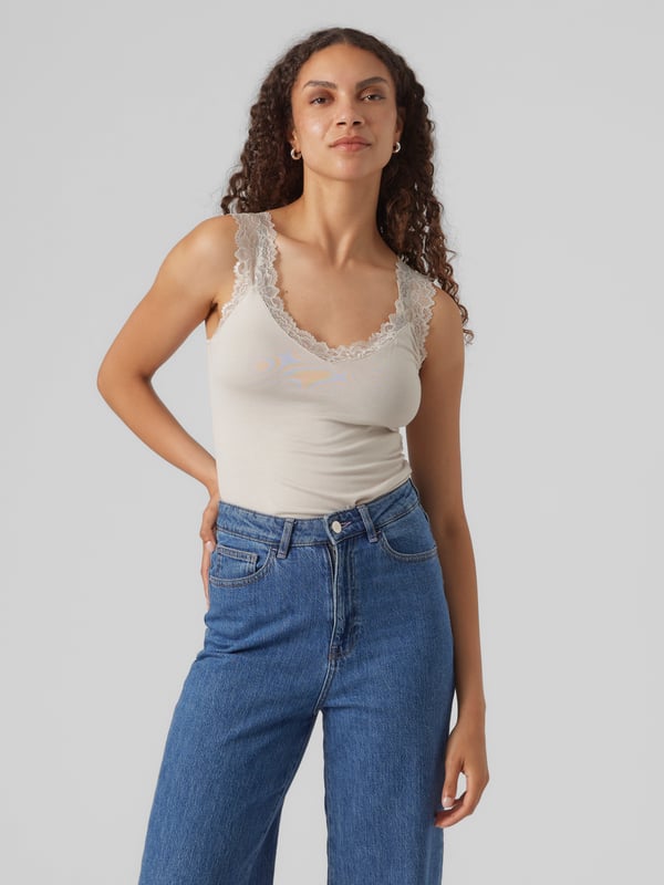 Vero Moda VMROSA Top,10287348,S Top (tøj) Rund krave Ærmeløs Viskose, Elastin