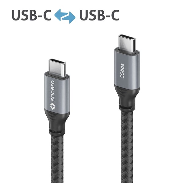 Miniatyrbild 3 av 6: sonero SPC-U320-010 USB-kablar USB 3.2 Gen 1 (3.1 Gen 1) 1 m USB C 5 Gbit/s 60 W Svart, Grå