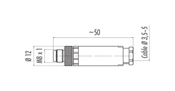 Miniatyrbillede 3 af 4: BINDER 99-3379-100-03 kabelsamler M8