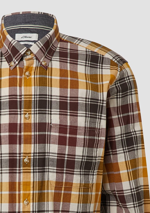 s.Oliver 2172387.39N2.XXL skjorte & top Krave med knapper Langærmet Bomuld, Elastin