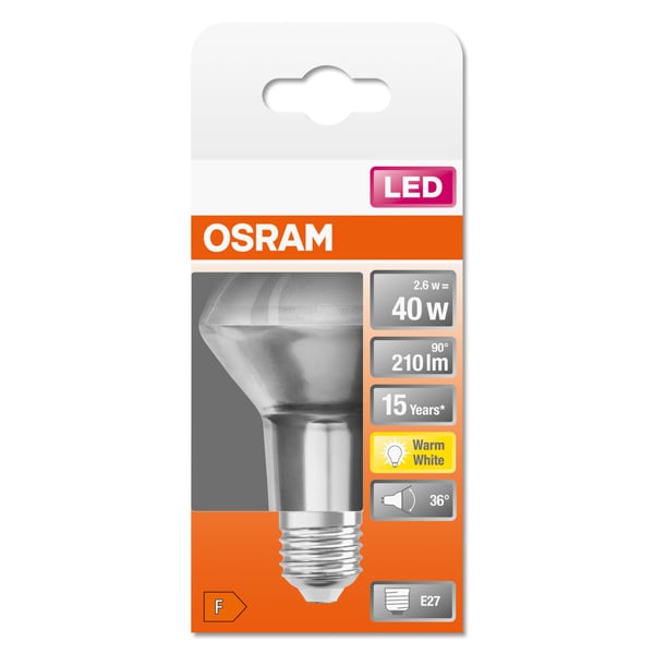 Miniatyrbild 2 av 4: Osram STAR LED-lampor Varmvitt 2700 K 2,6 W E27 F