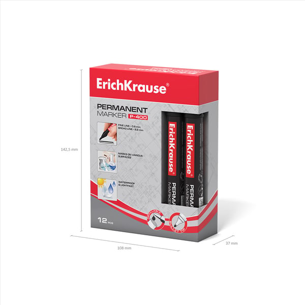 Miniatyrbild 5 av 5: ErichKrause P-400 märkpennor 1 styck Rundad spets Svart